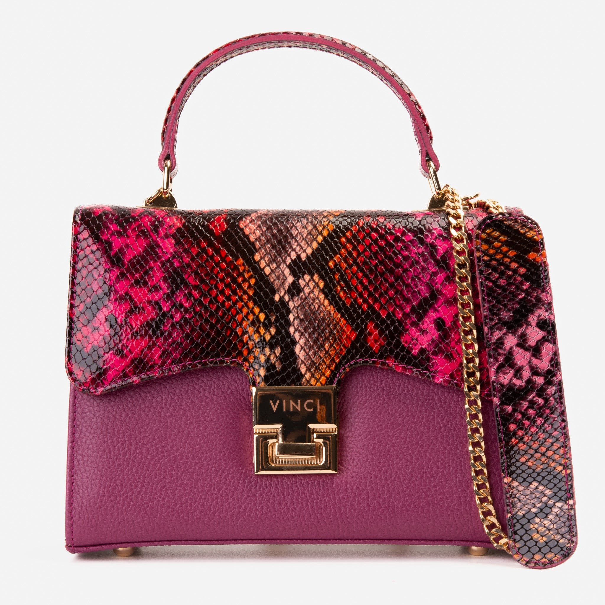 The Burano Fuchsia Leather Handbag For Sale