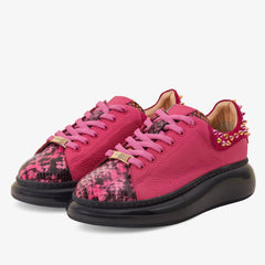 The Venezia Fuchsia Leather Sneaker All New