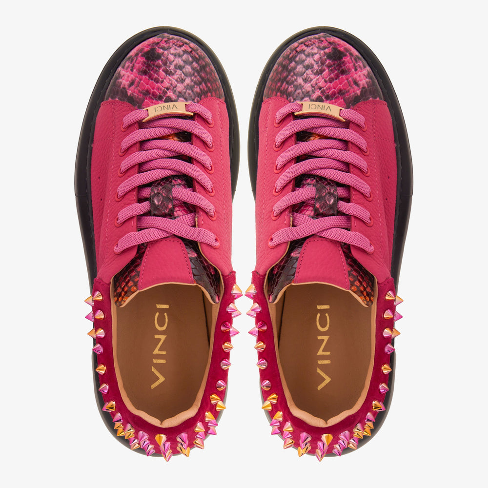 The Venezia Fuchsia Leather Sneaker All New