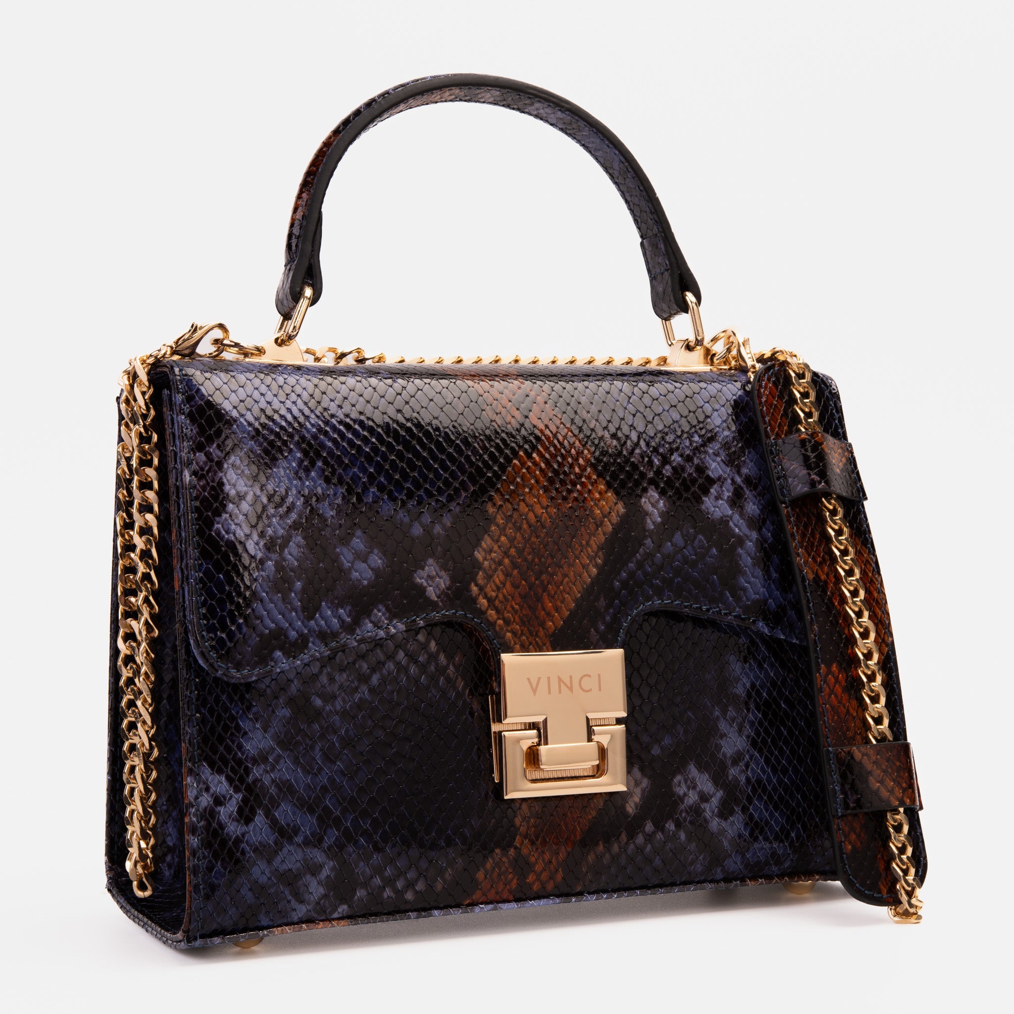The Venezia Navy Blue Leather Snk Handbag Universal Fit