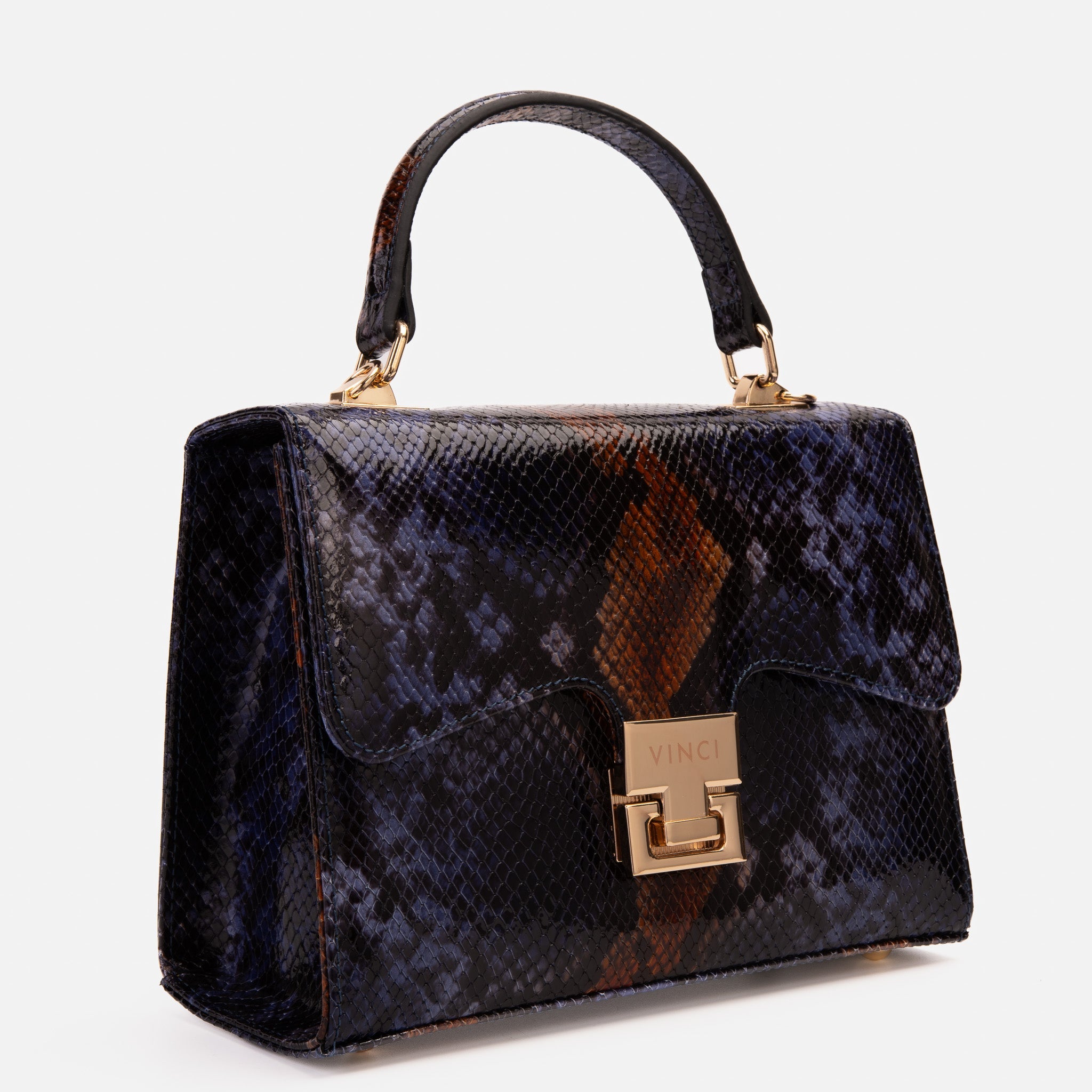 The Venezia Navy Blue Leather Snk Handbag Universal Fit
