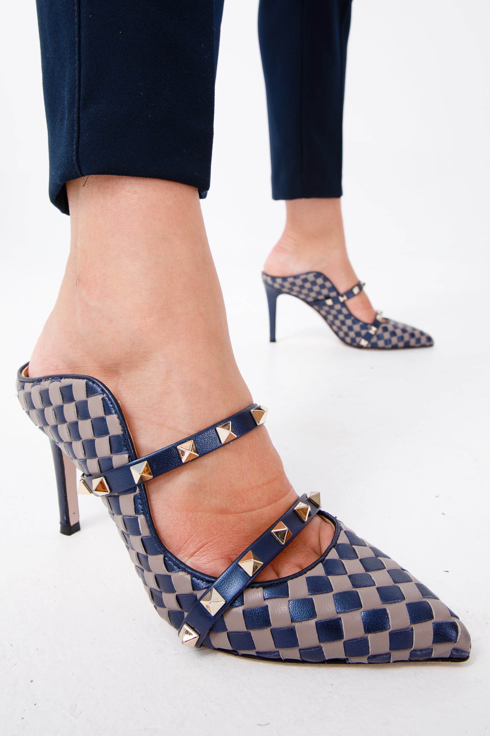The Dosso Navy Blue Handwoven Pointy Toe Leather Sandal Fine Craftsmanship