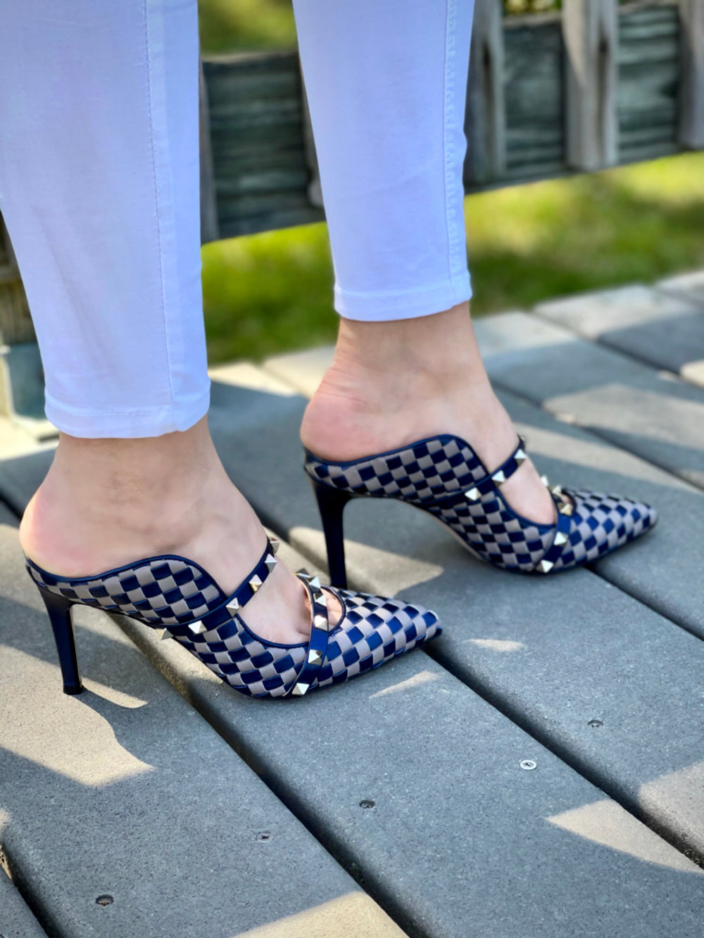 The Dosso Navy Blue Handwoven Pointy Toe Leather Sandal Fine Craftsmanship