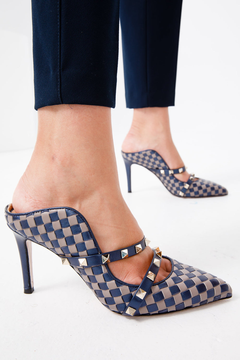 The Dosso Navy Blue Handwoven Pointy Toe Leather Sandal Fine Craftsmanship