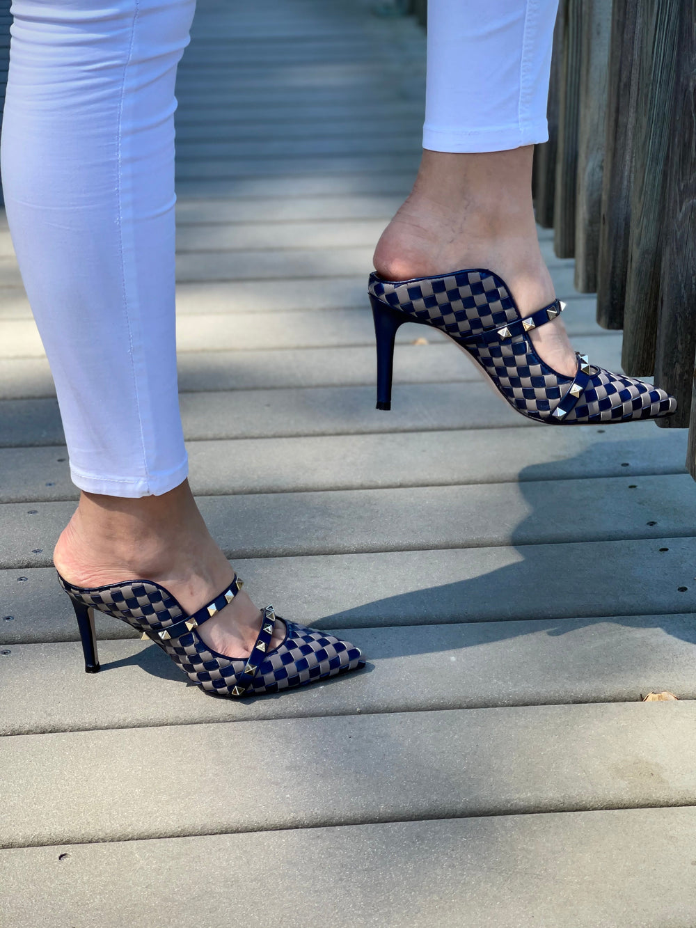 The Dosso Navy Blue Handwoven Pointy Toe Leather Sandal Fine Craftsmanship