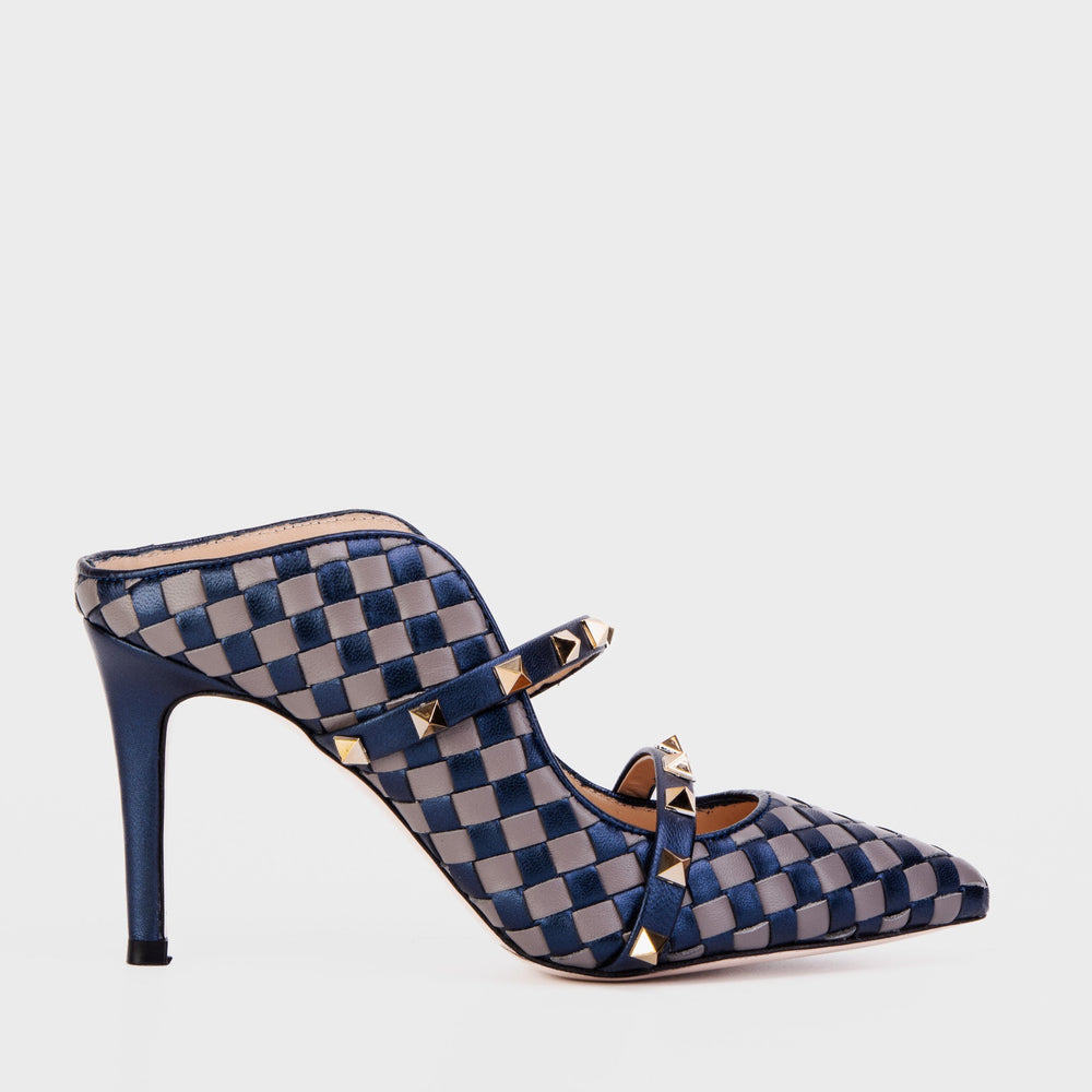 The Dosso Navy Blue Handwoven Pointy Toe Leather Sandal Fine Craftsmanship