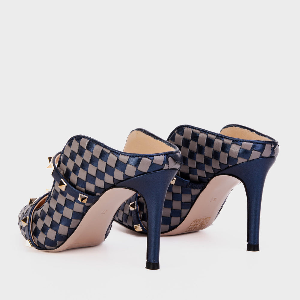 The Dosso Navy Blue Handwoven Pointy Toe Leather Sandal Fine Craftsmanship