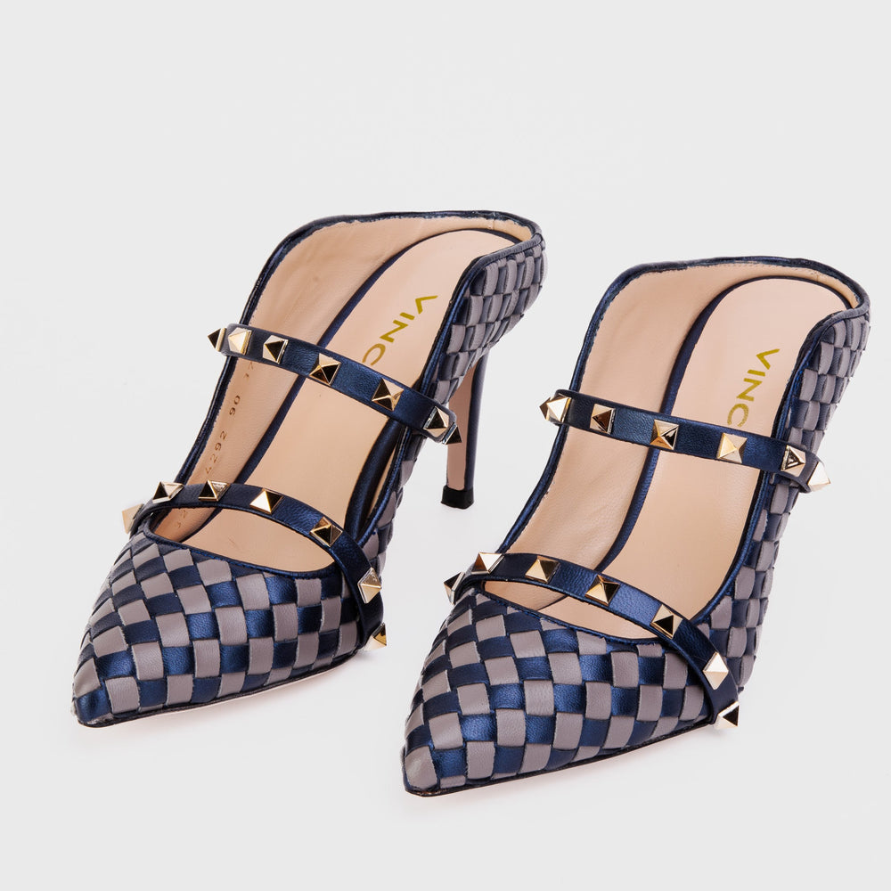 The Dosso Navy Blue Handwoven Pointy Toe Leather Sandal Fine Craftsmanship