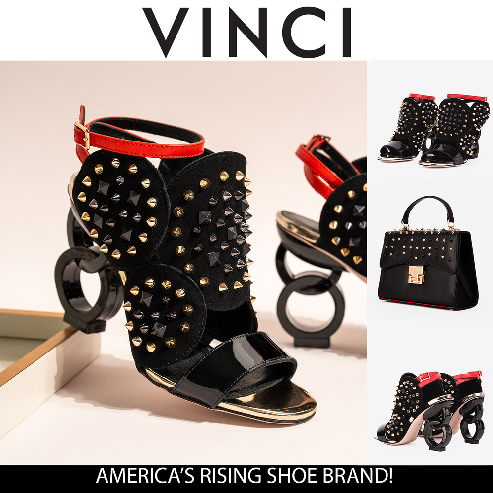 The Infanta Black Spike Leather Ankle Strap Sandal On Sale