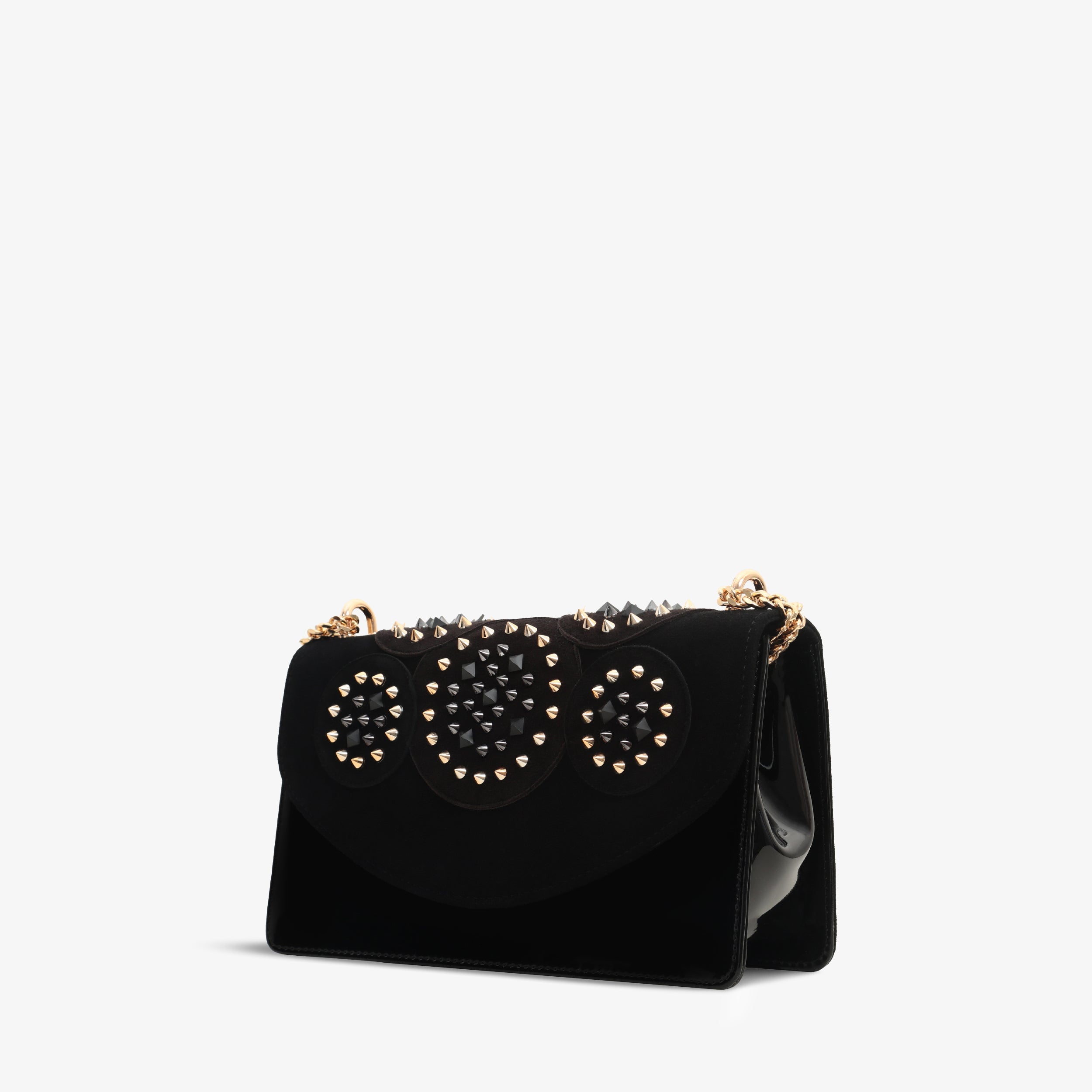 The Infanta Black Spike Leather Handbag For Sale