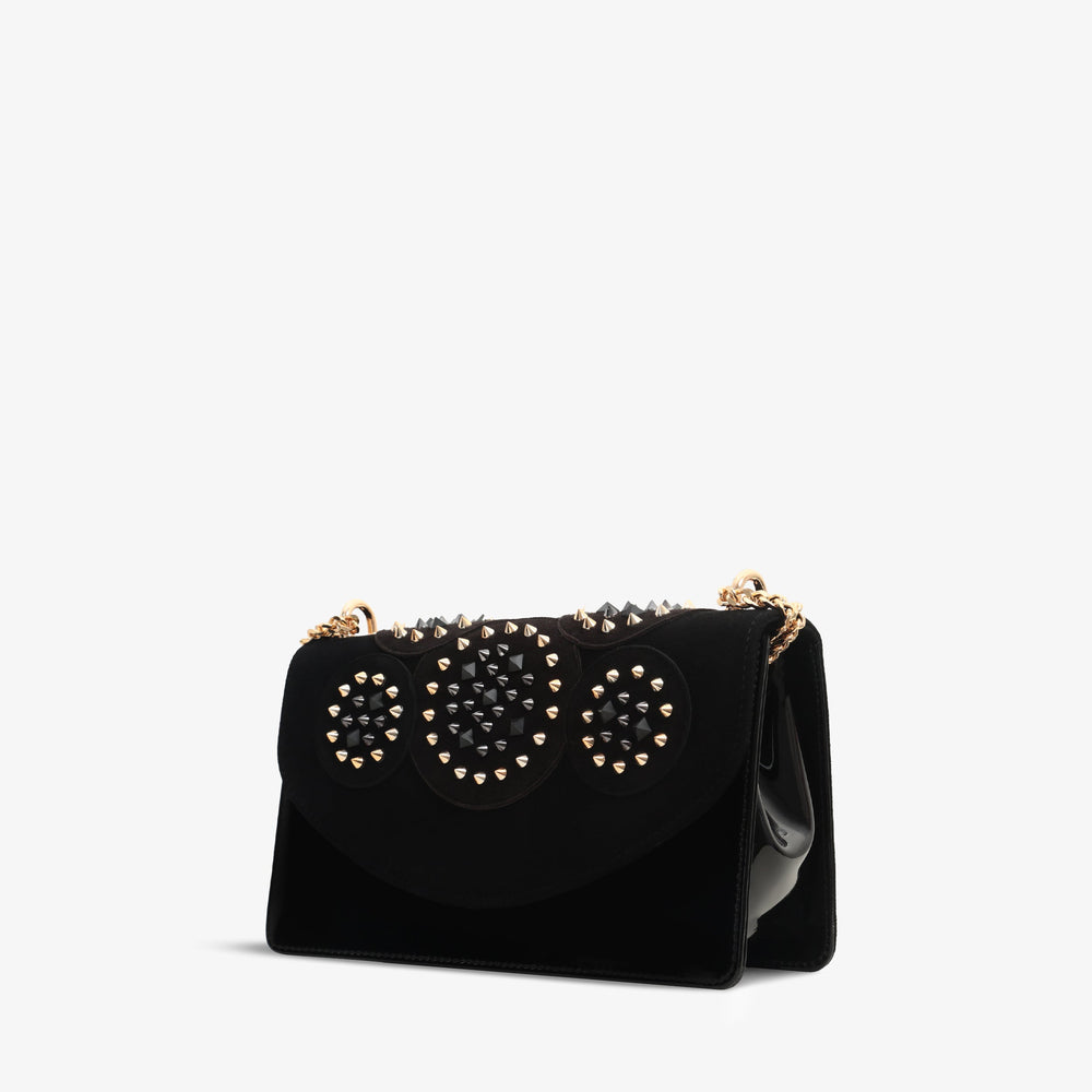 The Infanta Black Spike Leather Handbag For Sale