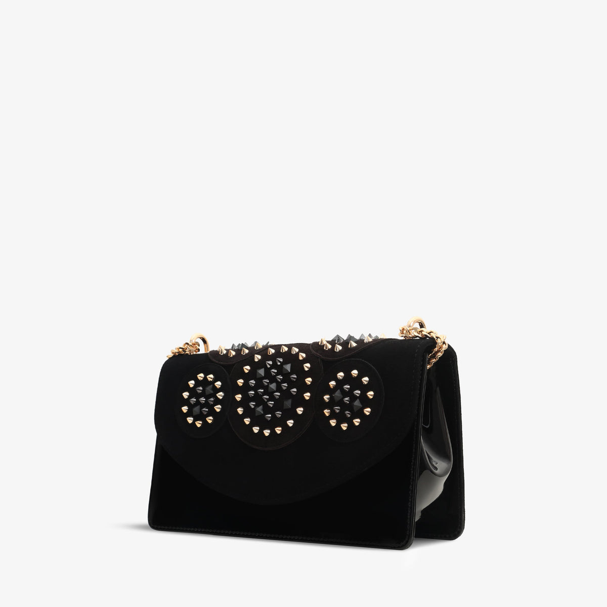 The Infanta Black Spike Leather Handbag For Sale