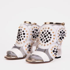The Infanta White Spike Leather Ankle Strap Sandal All New