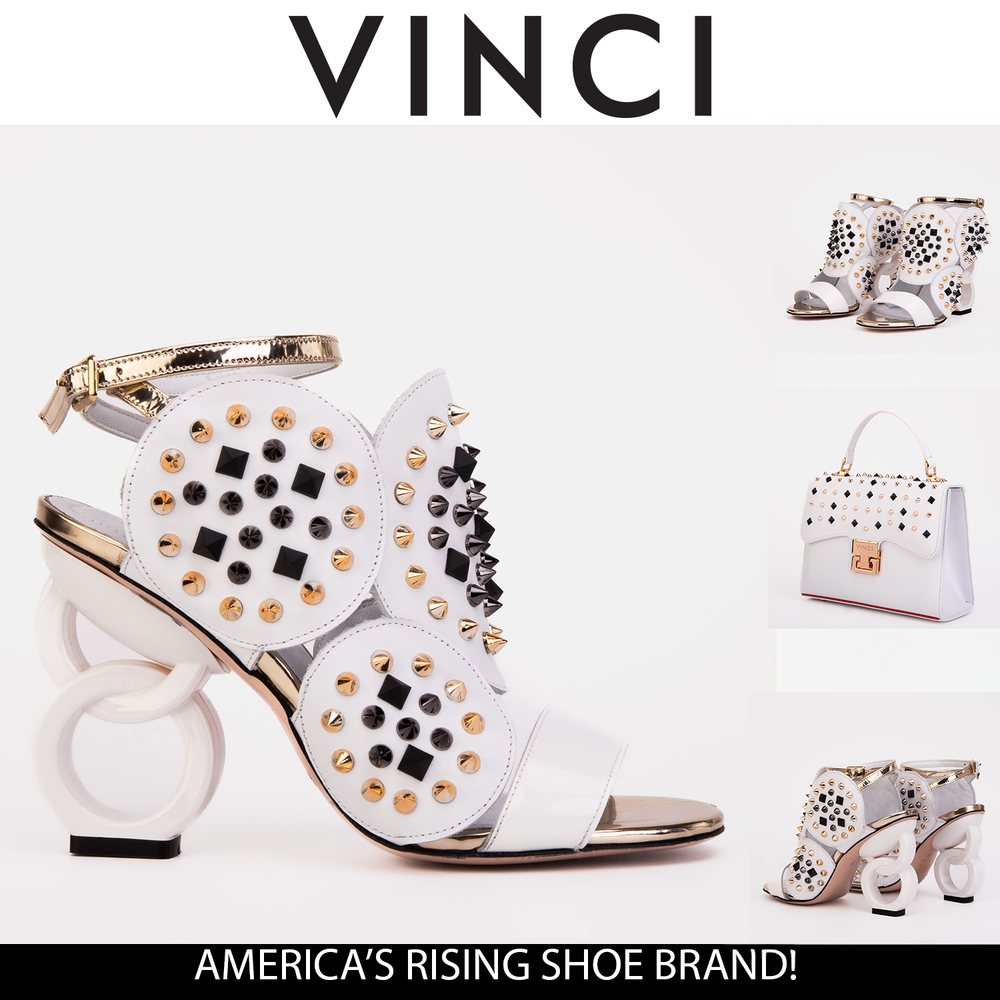 The Infanta White Spike Leather Ankle Strap Sandal All New