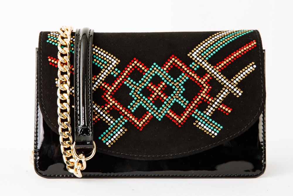 The Palma Black Glitter Leather Handbag Fine Craftsmanship