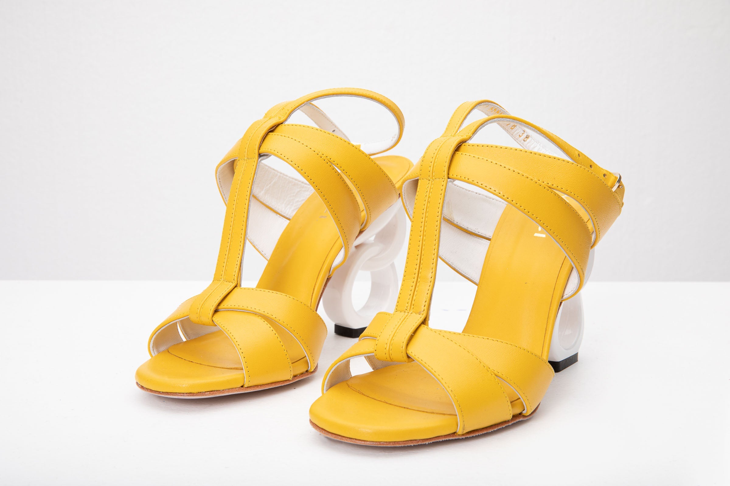 The Duffryn Yellow T-Strap Leather Sandal On Sale
