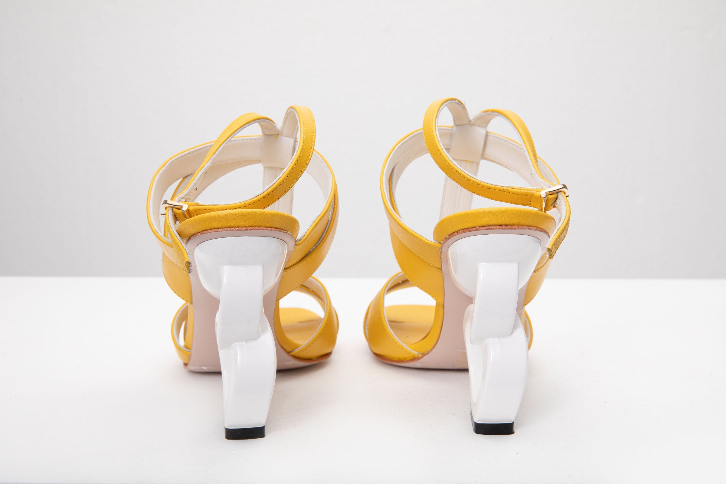 The Duffryn Yellow T-Strap Leather Sandal On Sale