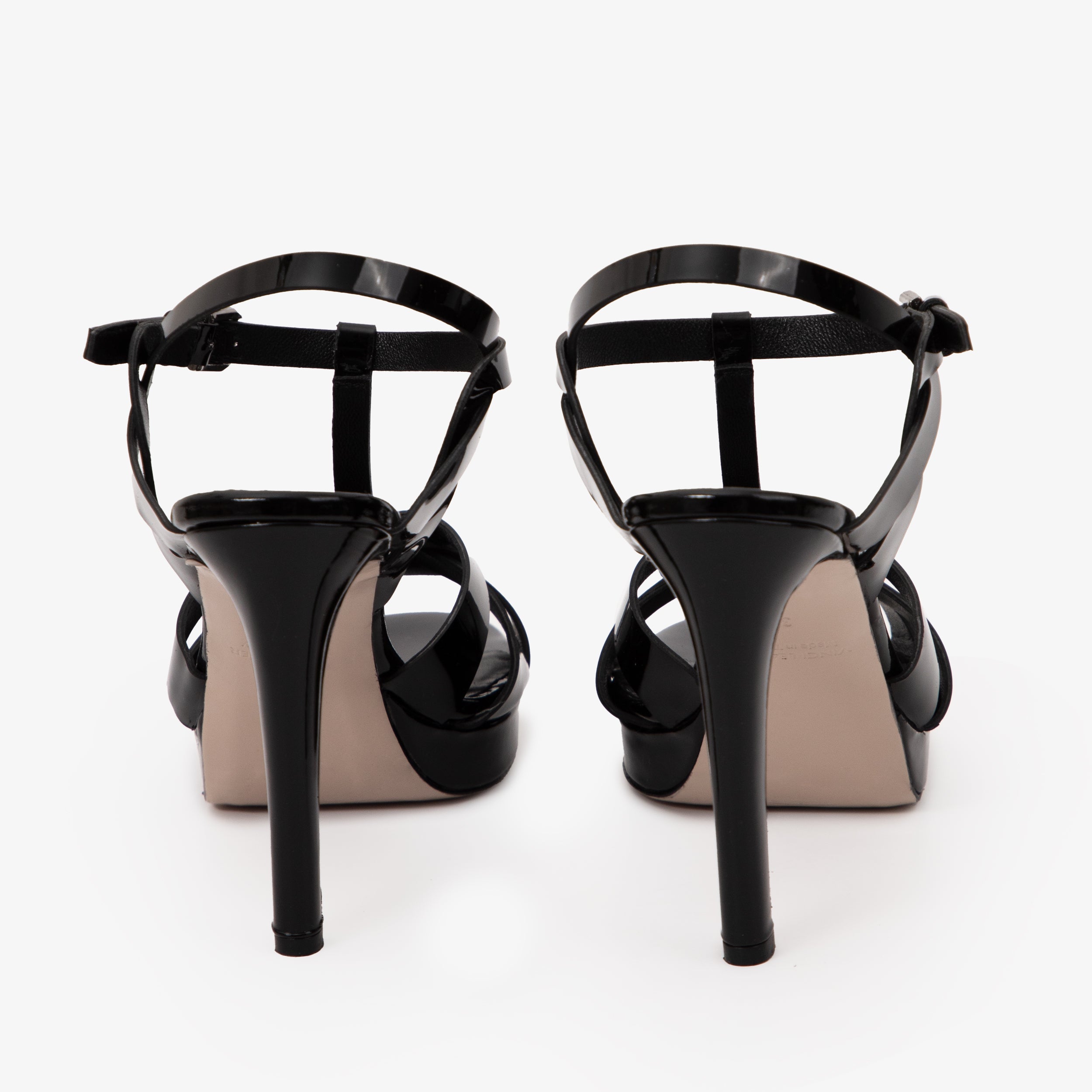 The Parisian Black Patent Leather T-Strap Platform Heel Sandal For Sale