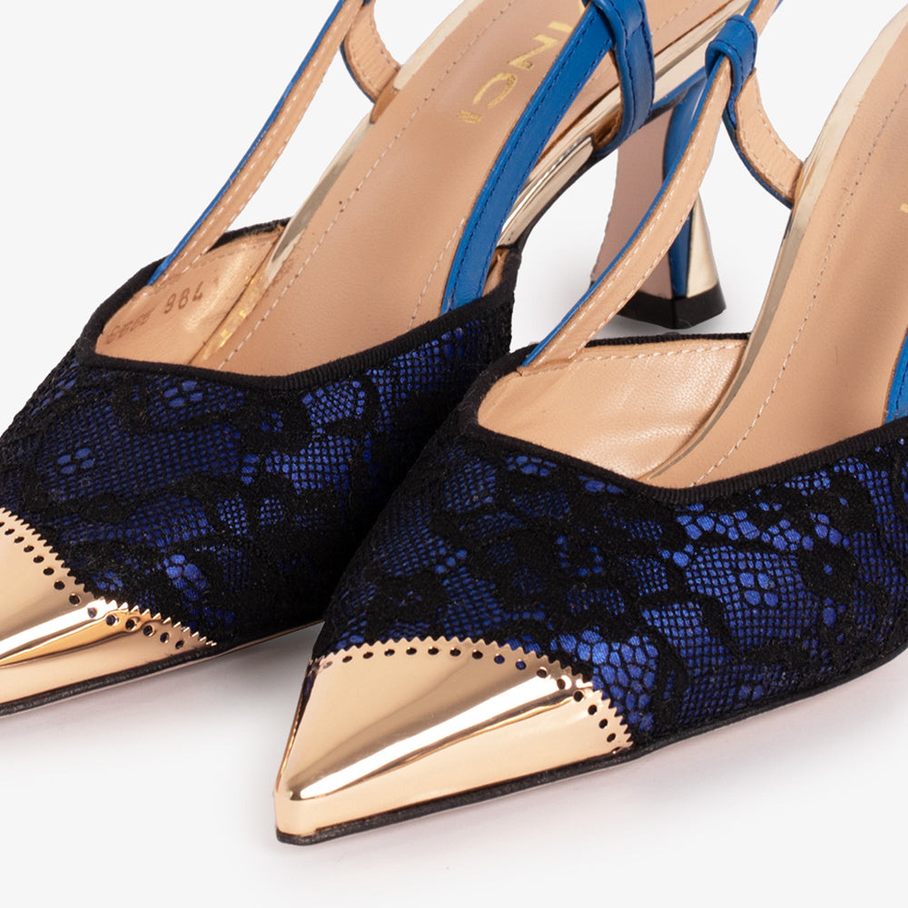 The Bali Sax Blue Leather Slingback Sandal All New