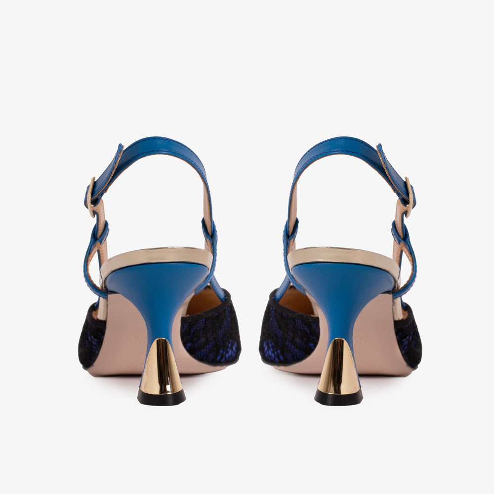 The Bali Sax Blue Leather Slingback Sandal All New