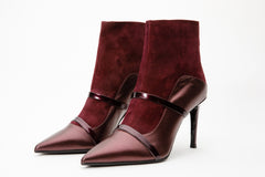 The Manila Burgundy Leather Ankle Boot On Sale