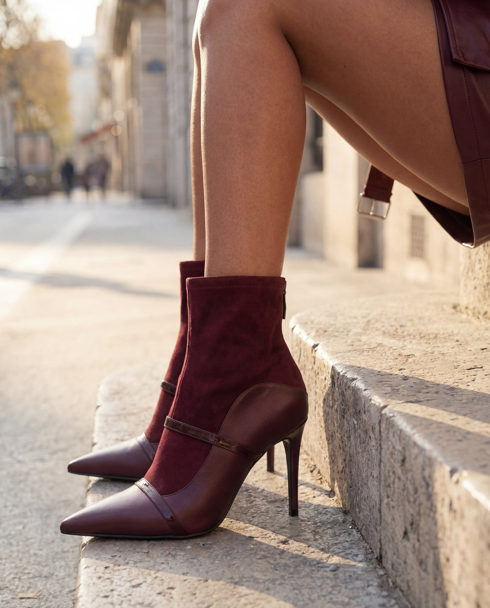 The Manila Burgundy Leather Ankle Boot On Sale