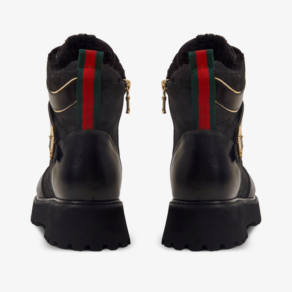 The Boston Black Leather Lace-Up Ankle Boot With a Side Zipper All New