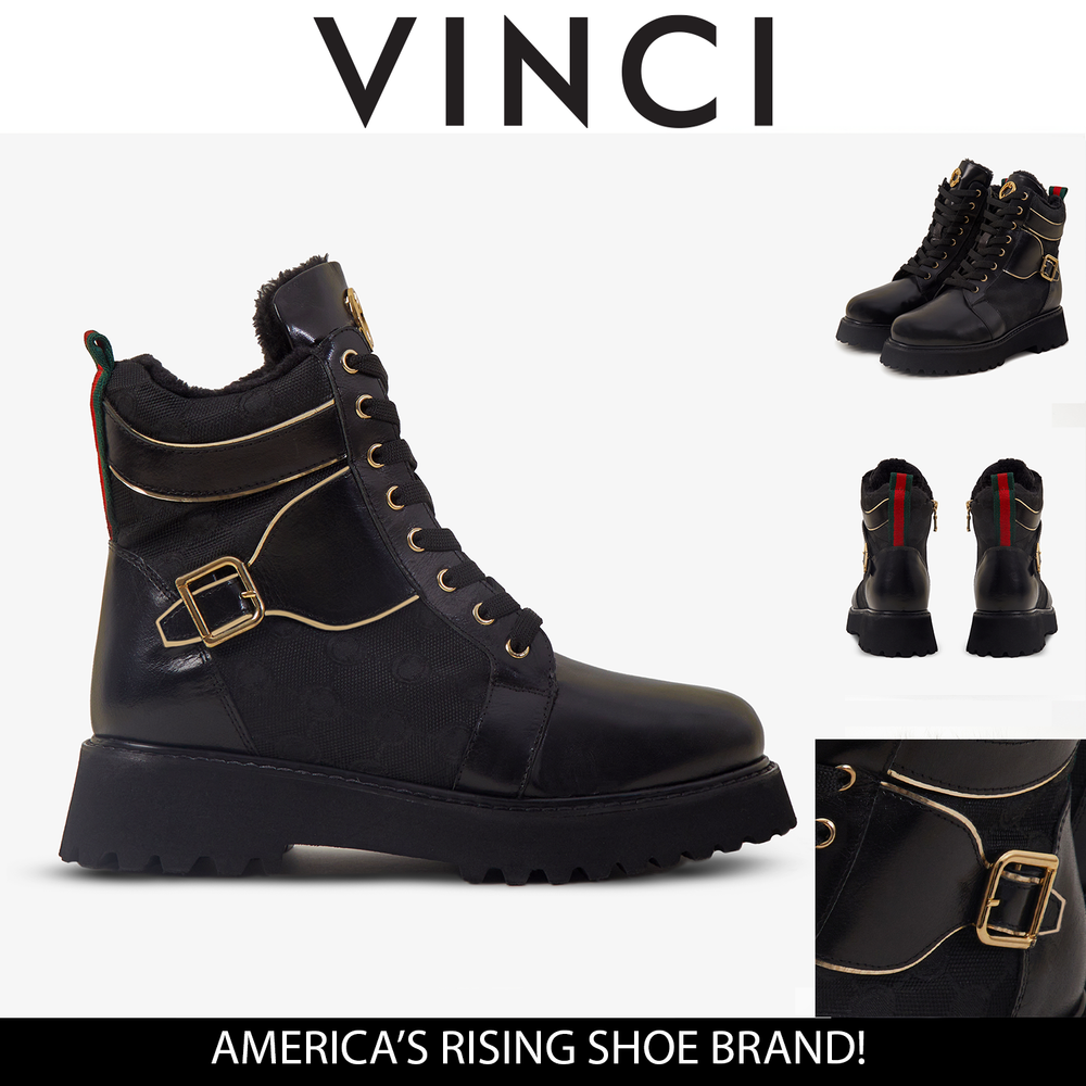 The Boston Black Leather Lace-Up Ankle Boot With a Side Zipper All New