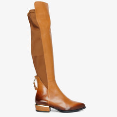 The Fairoks Tan Leather Knee High Boot Universal Fit