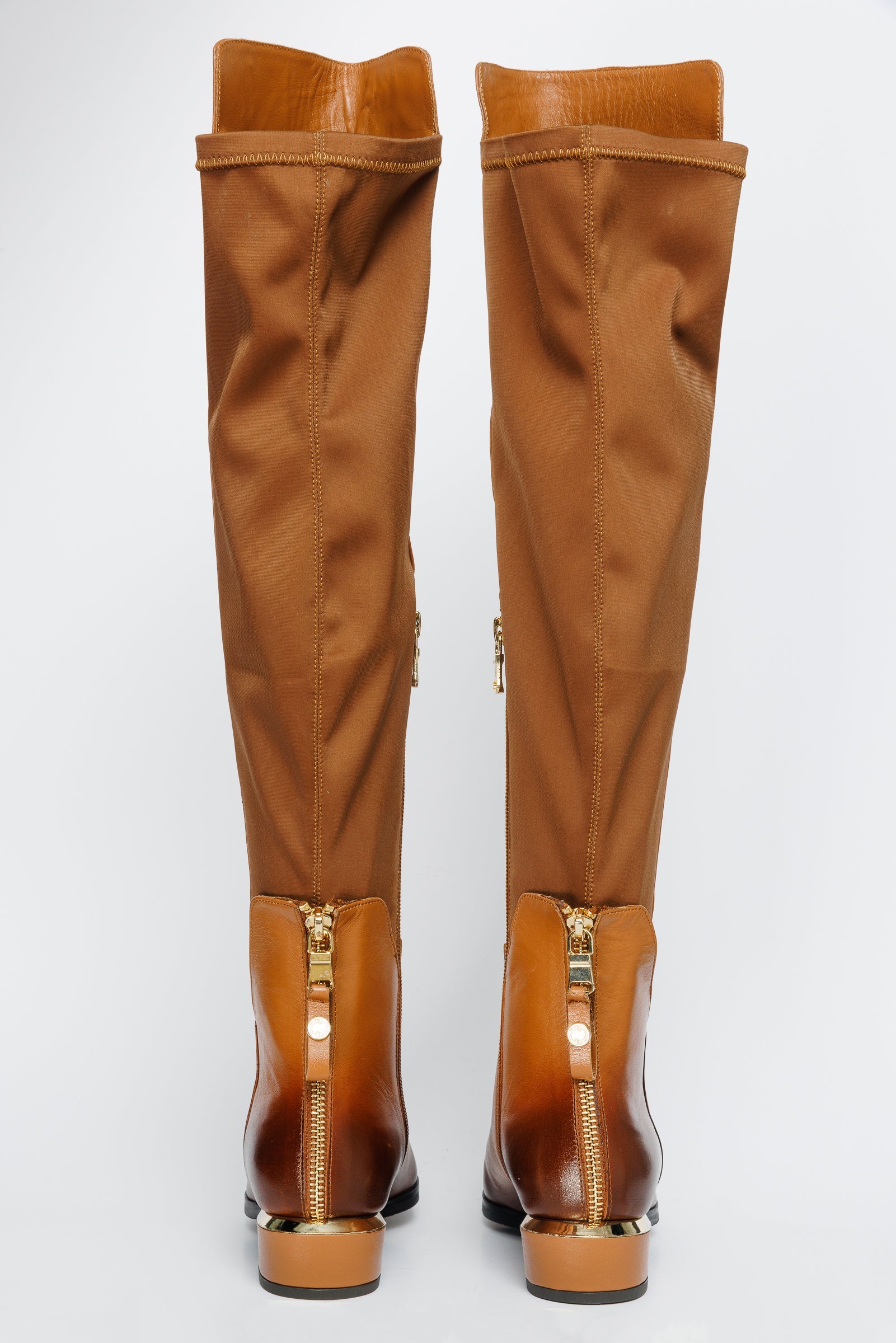 The Fairoks Tan Leather Knee High Boot Universal Fit