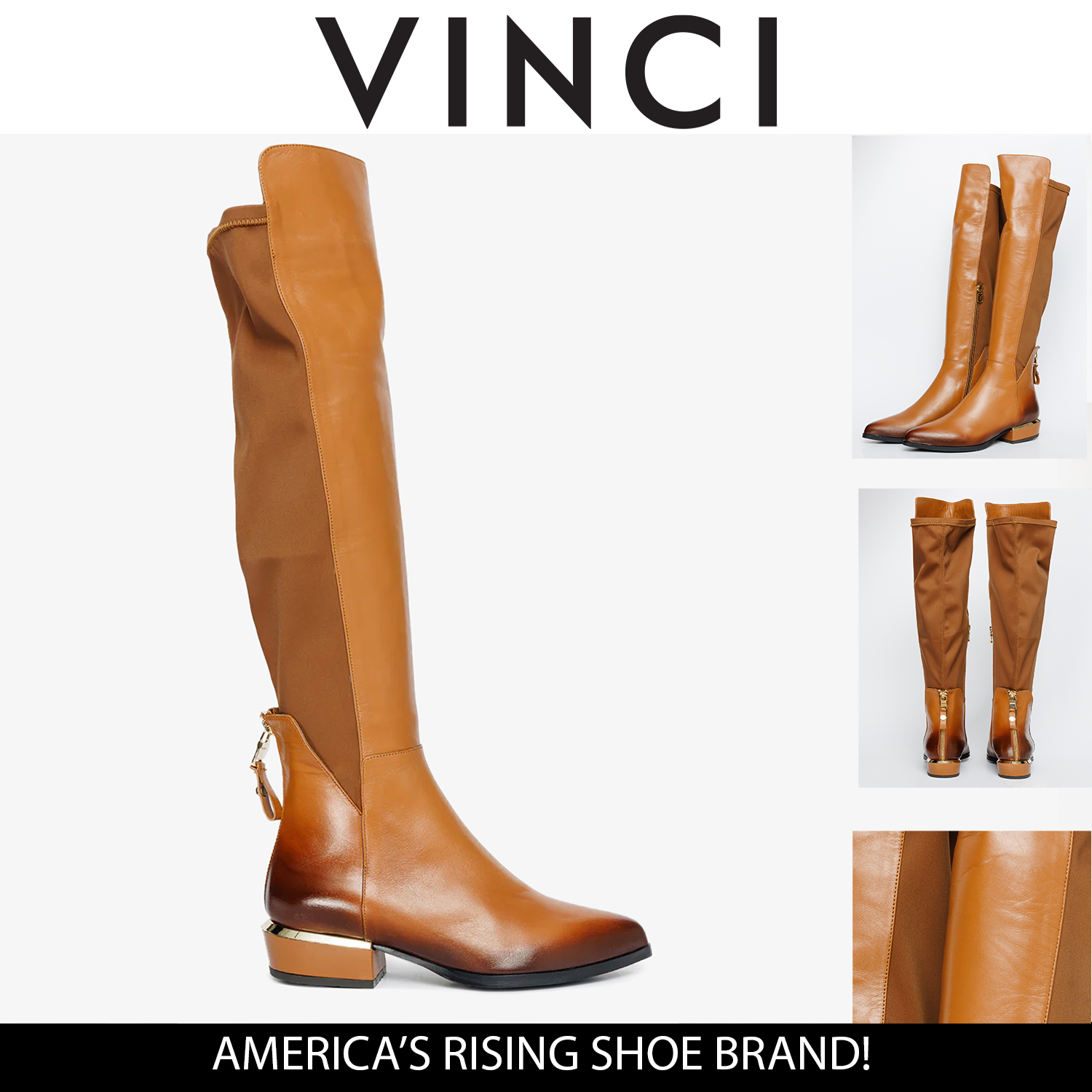 The Fairoks Tan Leather Knee High Boot Universal Fit