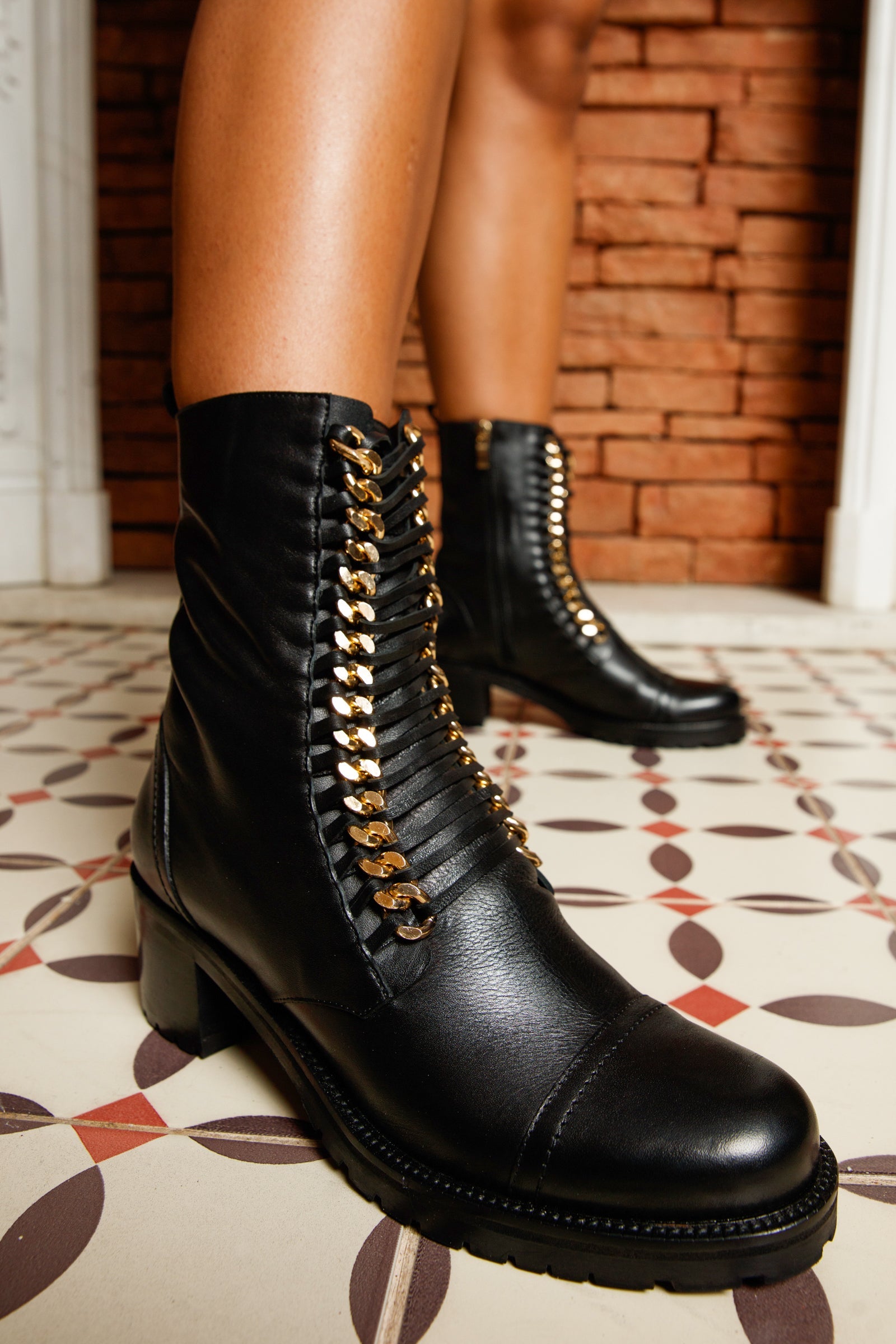 The Tuna Black Leather Mid Calf Boot Exclusive Style