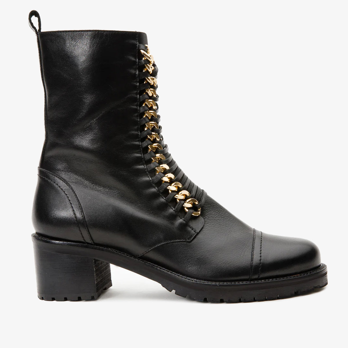 The Tuna Black Leather Mid Calf Boot Exclusive Style