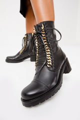 The Tuna Black Leather Mid Calf Boot Exclusive Style