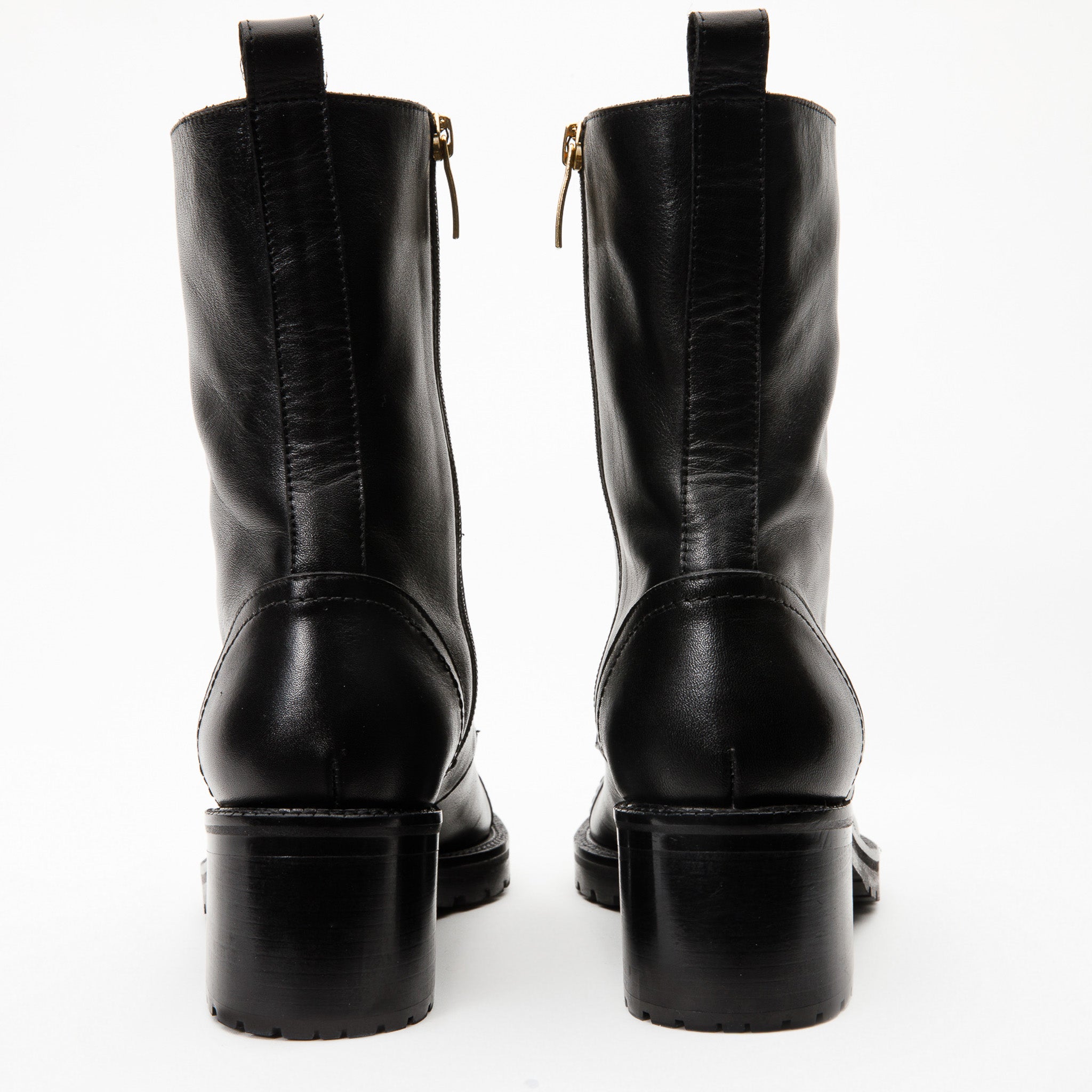 The Tuna Black Leather Mid Calf Boot Exclusive Style