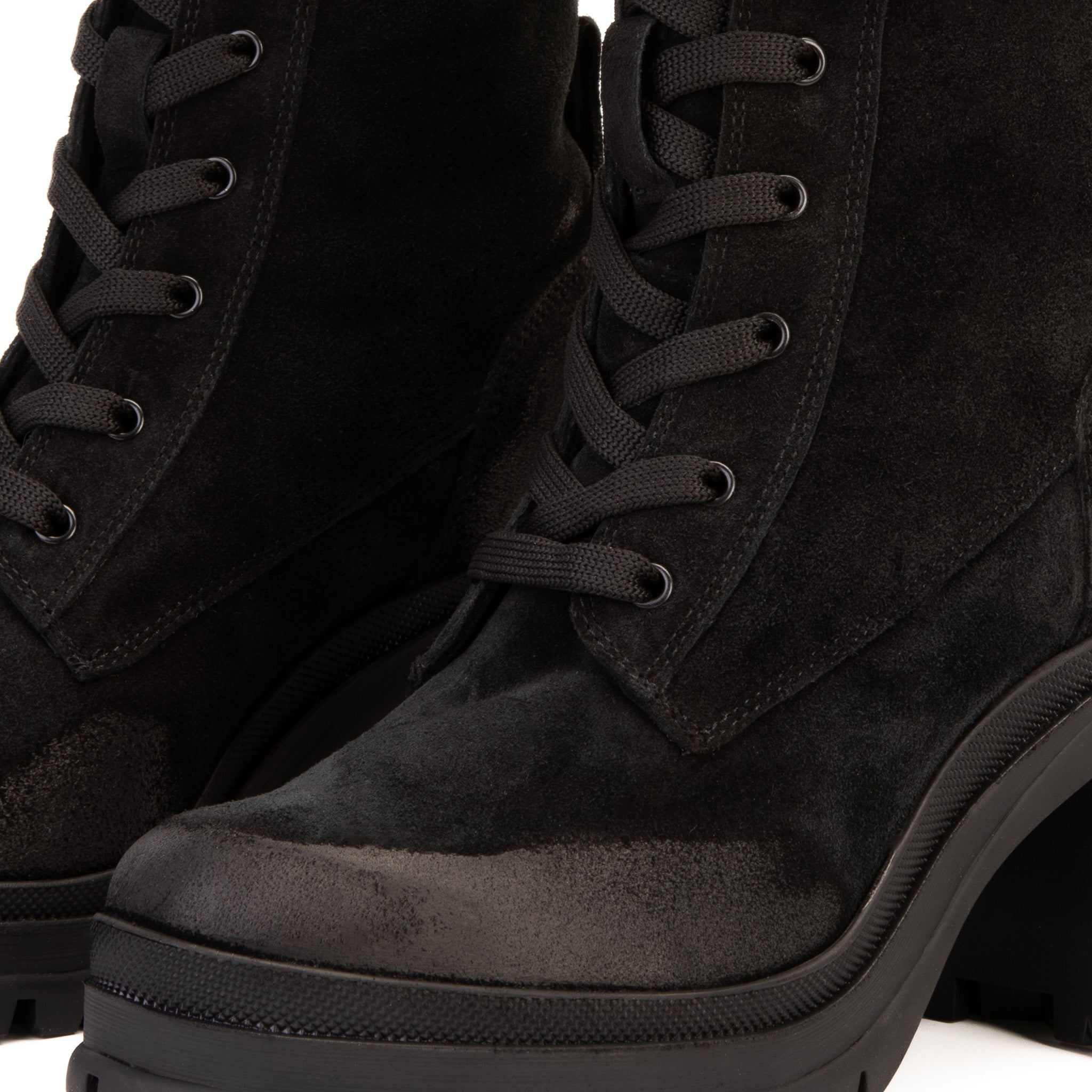 The Elera Black Leather Block Heel Boot For Sale