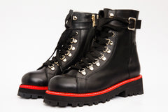 The Belgrano Black Leather Lace-Up Ankle Boot With a Side Zipper All New