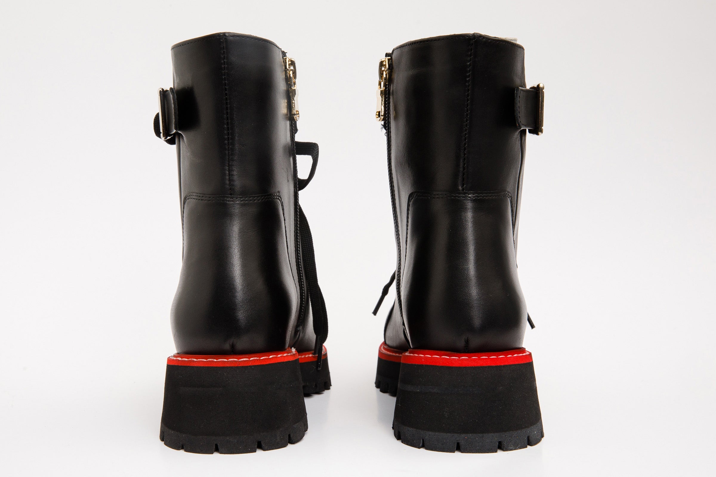 The Belgrano Black Leather Lace-Up Ankle Boot With a Side Zipper All New