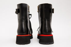 The Belgrano Black Leather Lace-Up Ankle Boot With a Side Zipper All New