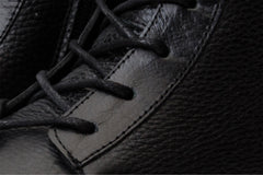 The Yildiz Black Leather Lace-Up Ankle  Boot With a Side Zipper Universal Fit