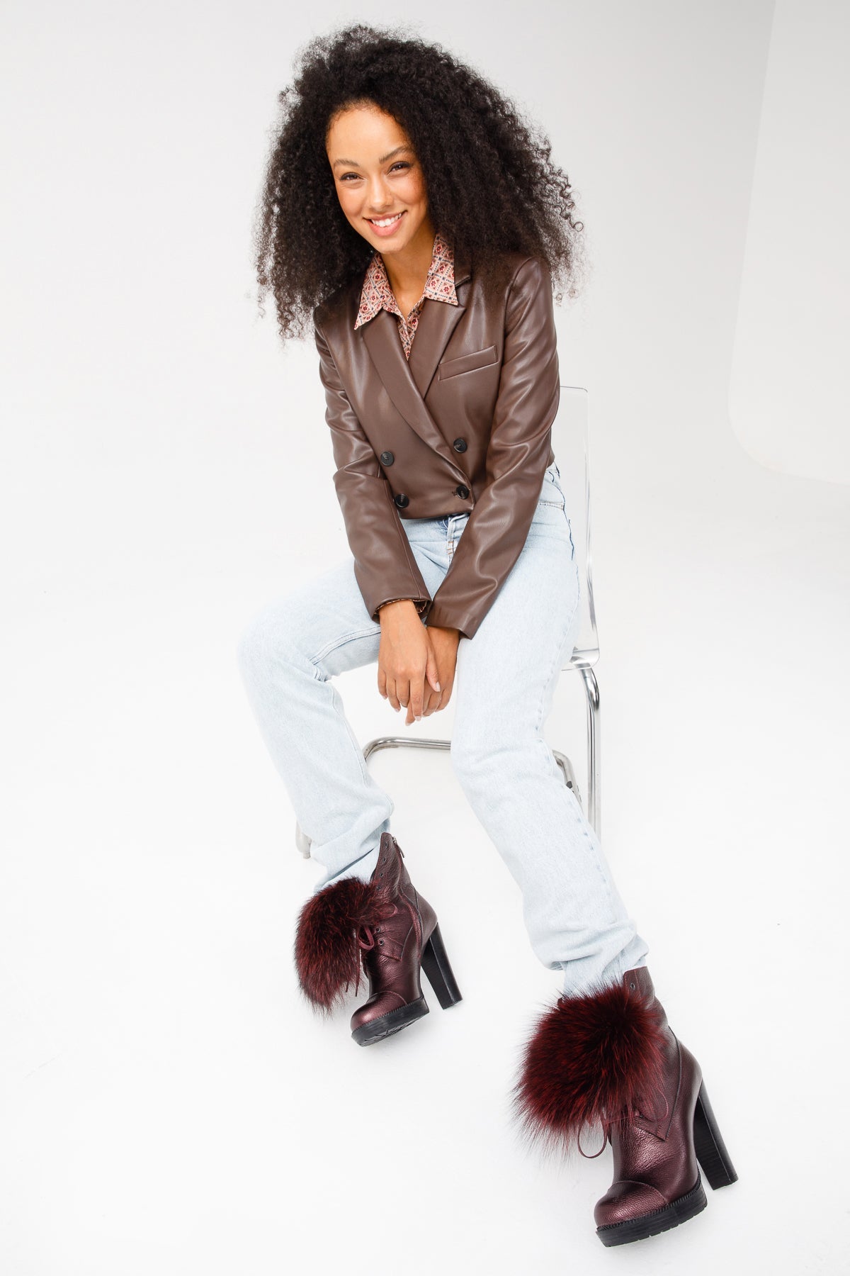 The Melo Burgundy Leather Natural Mid Calf Platform Heel Boot Fine Craftsmanship