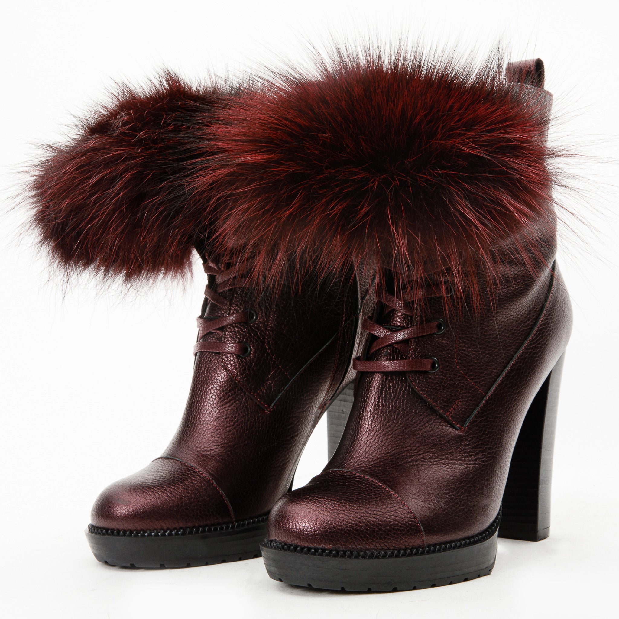 The Melo Burgundy Leather Natural Mid Calf Platform Heel Boot Fine Craftsmanship
