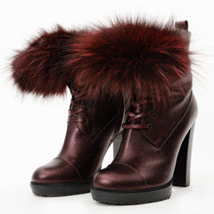 The Melo Burgundy Leather Natural Mid Calf Platform Heel Boot Fine Craftsmanship