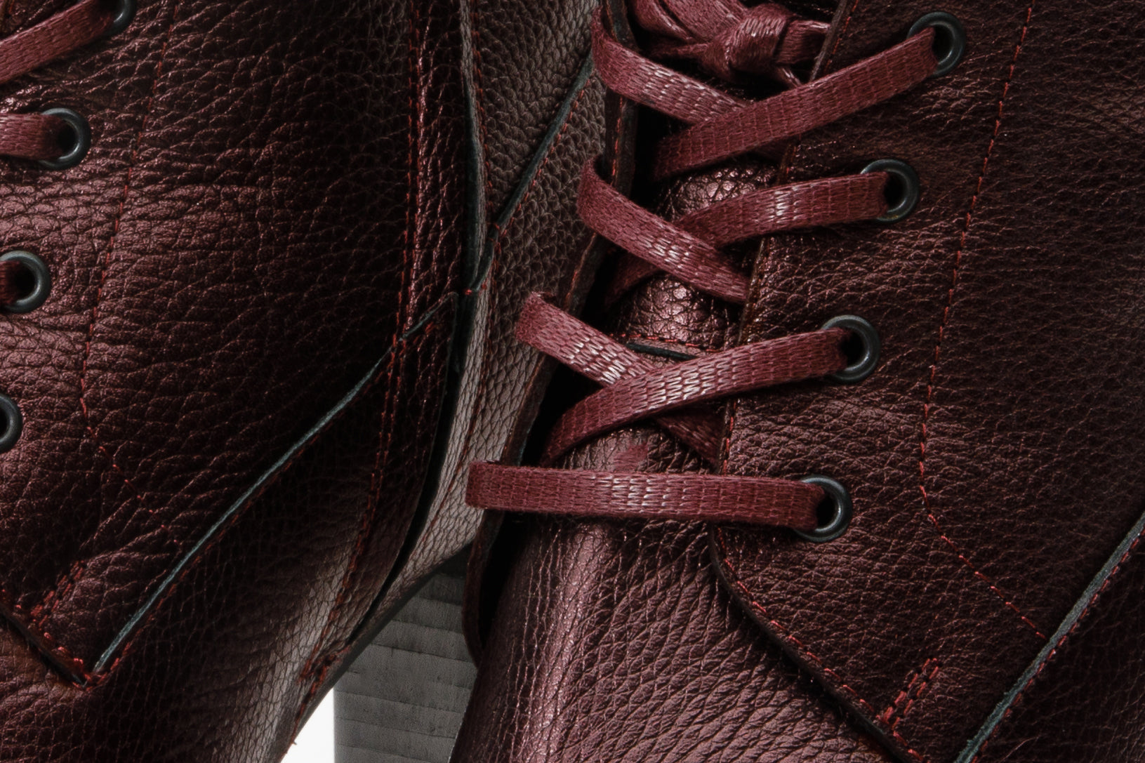 The Melo Burgundy Leather Natural Mid Calf Platform Heel Boot Fine Craftsmanship