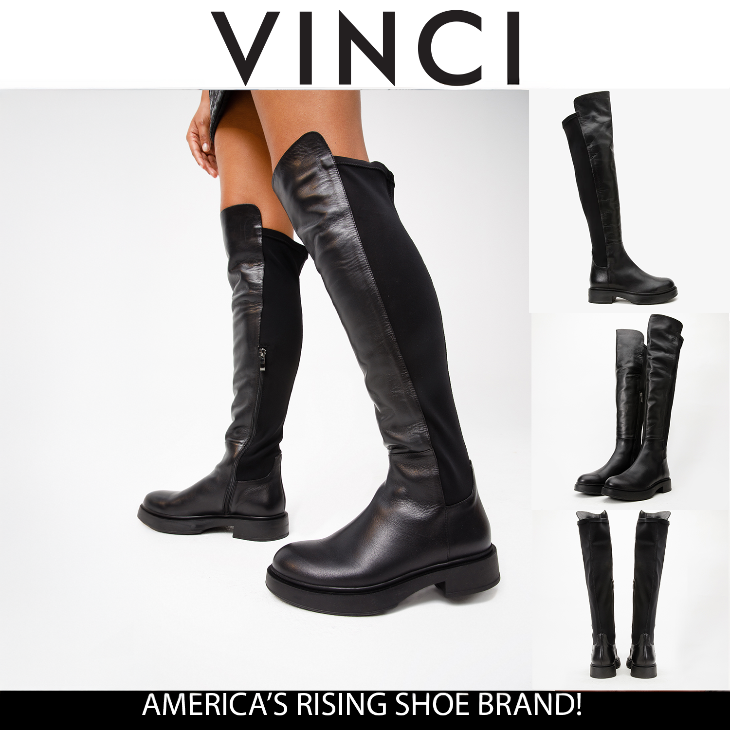 The Harmony Belle Black Leather Knee High Boot Exclusive Style