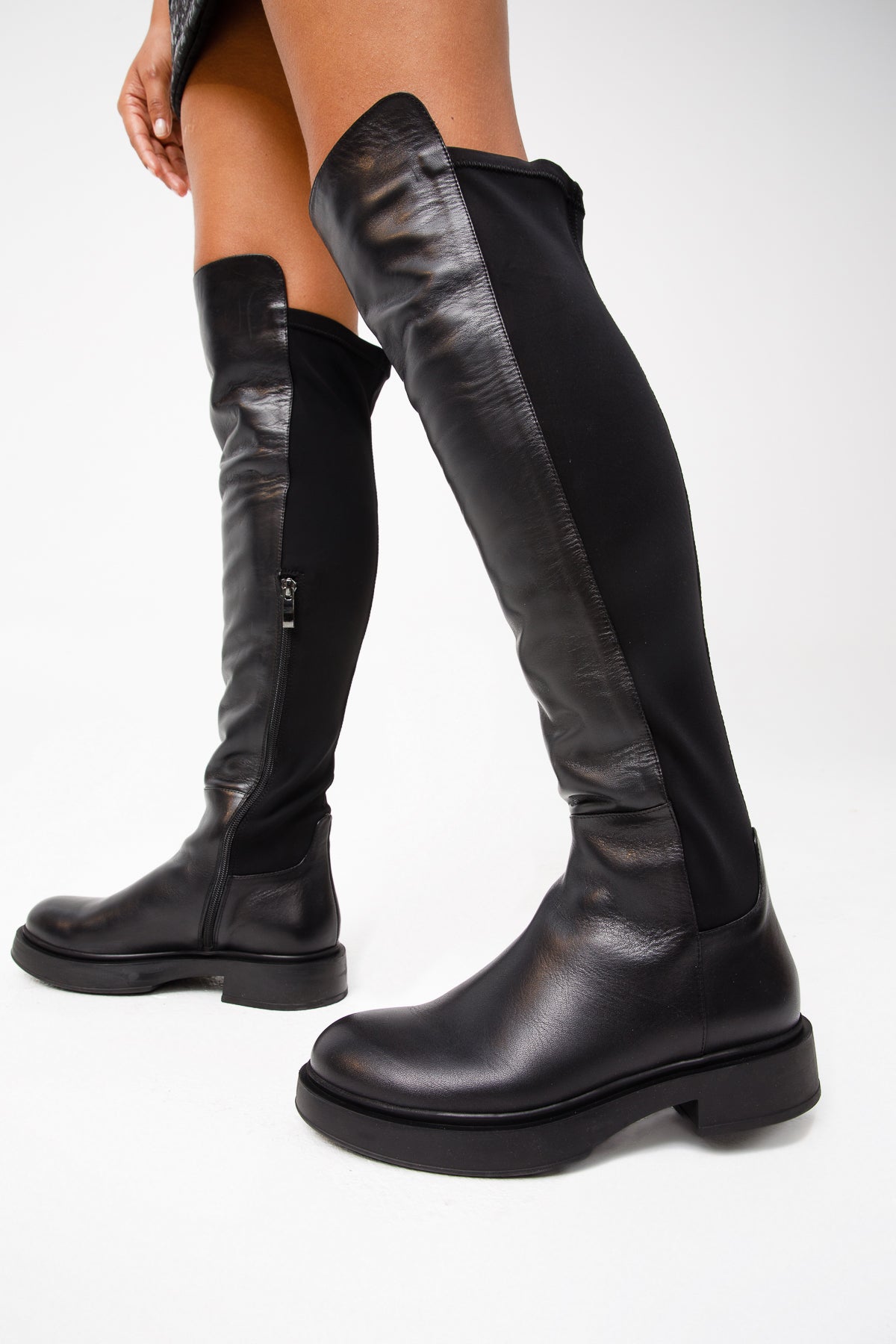 The Harmony Belle Black Leather Knee High Boot Exclusive Style