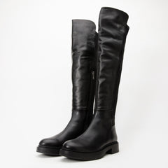 The Harmony Belle Black Leather Knee High Boot Exclusive Style