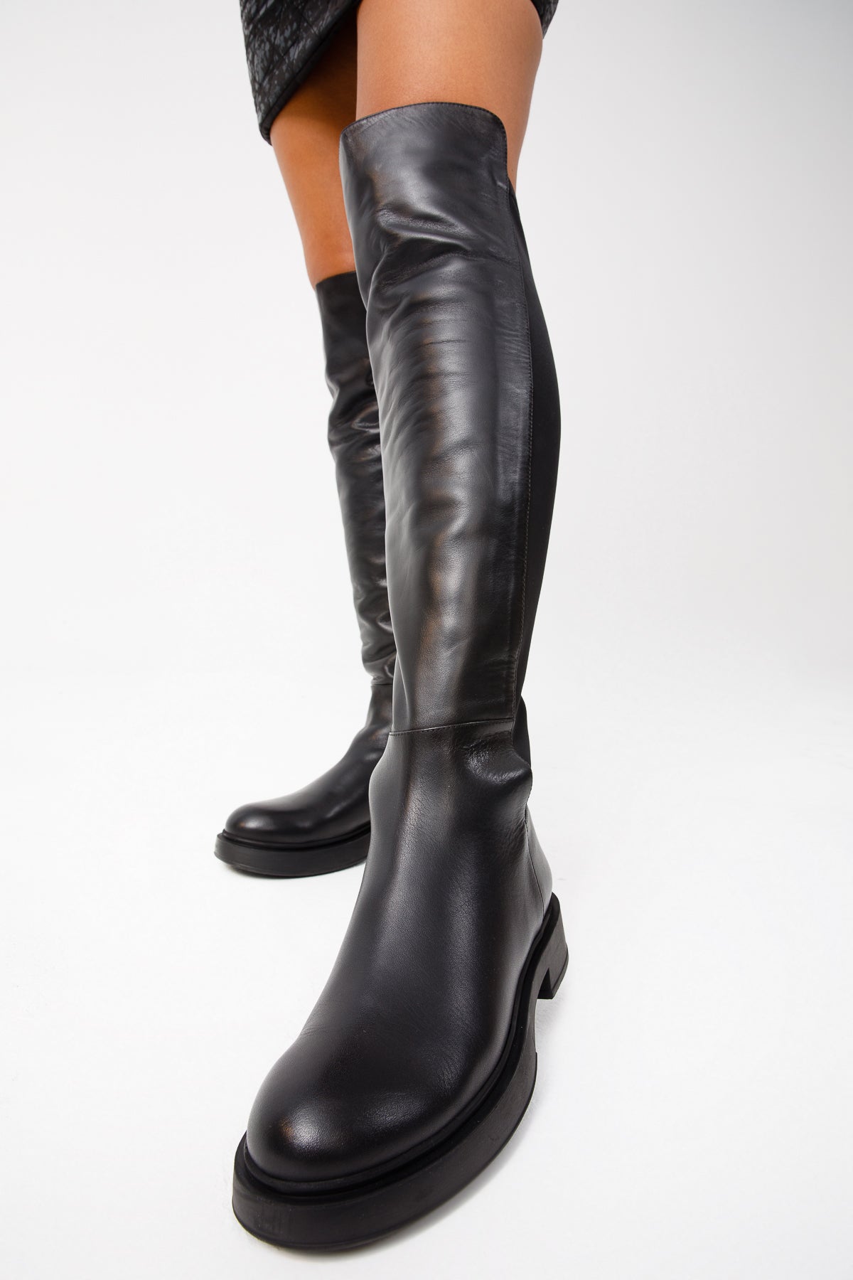 The Harmony Belle Black Leather Knee High Boot Exclusive Style