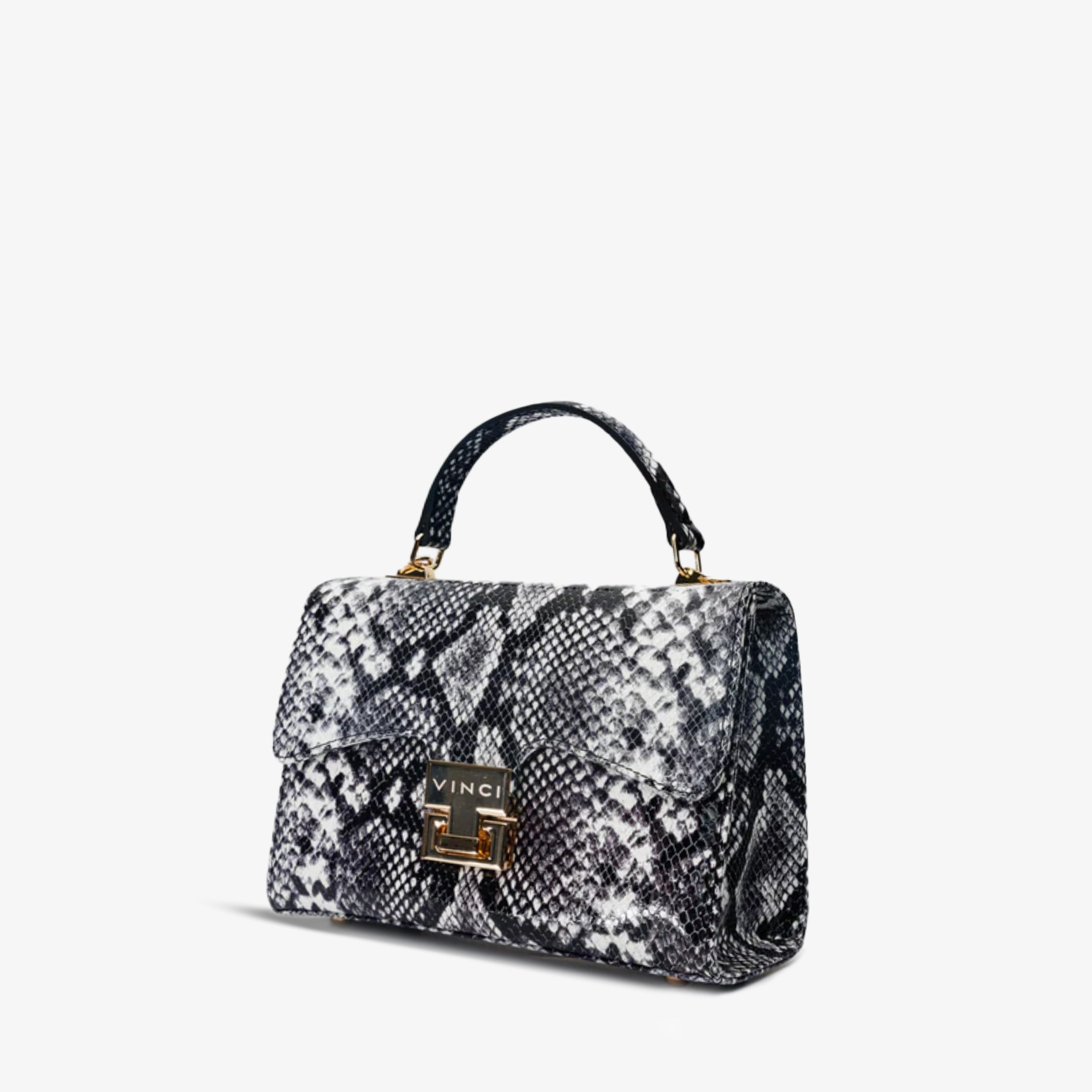 The Venezia Black White Leather Handbag All New