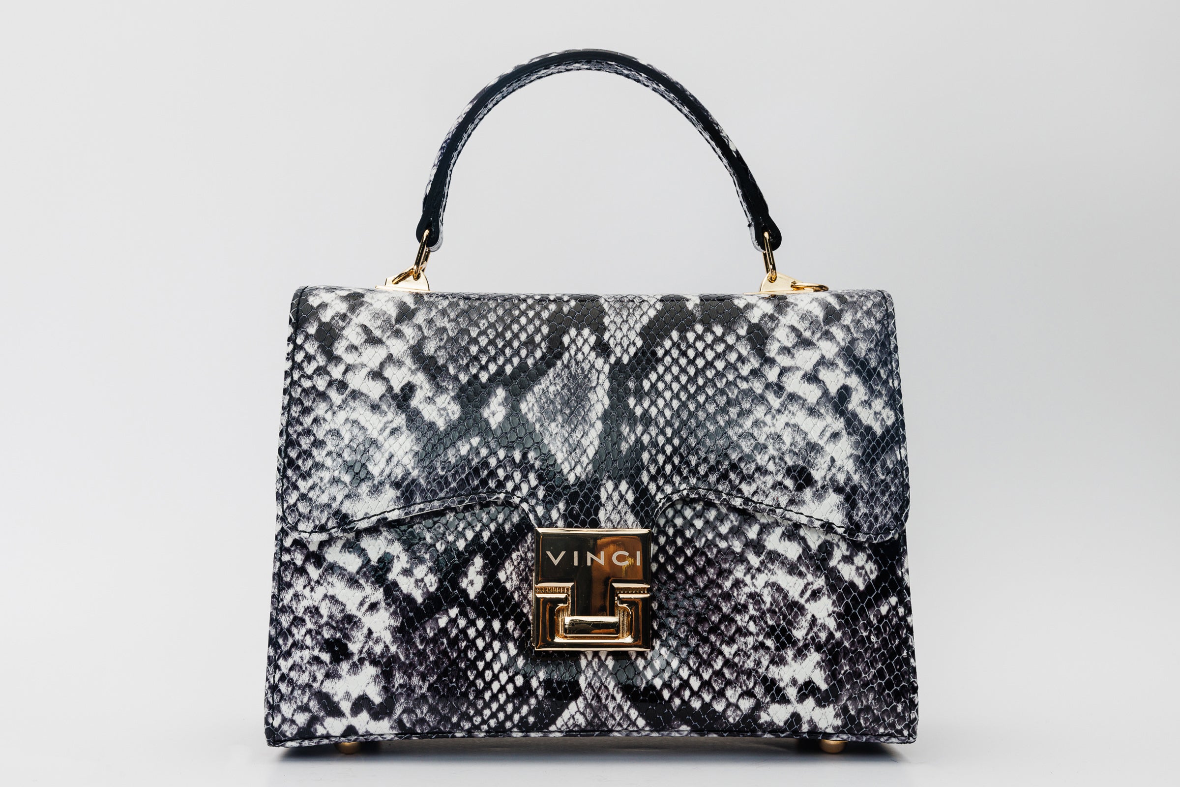 The Venezia Black White Leather Handbag All New